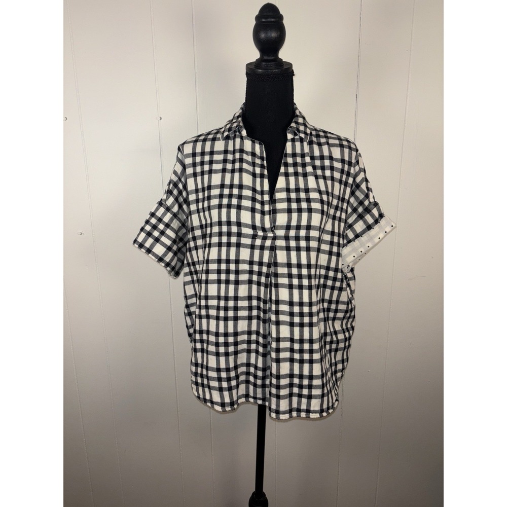 Madewell Courier Button-Back Shirt in Double-Faced Plaid Size S Short Sleeve